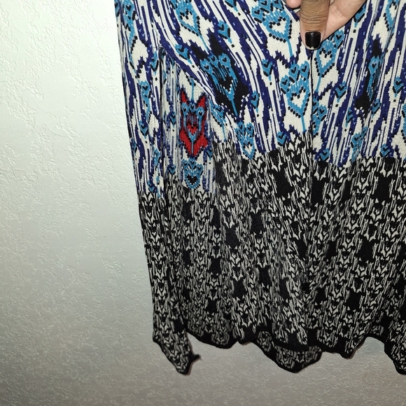 Billa Dress Blue Tribal Empire Long Sleeveless XXL Pop Over Style - Picture 5 of 10